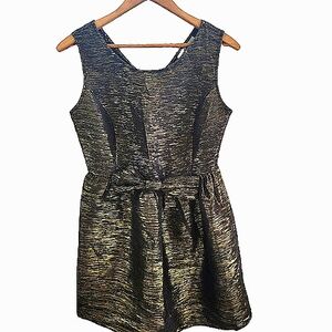 YA Los Angelas Black & Gold Metallic Sleeveless Coquette Dress